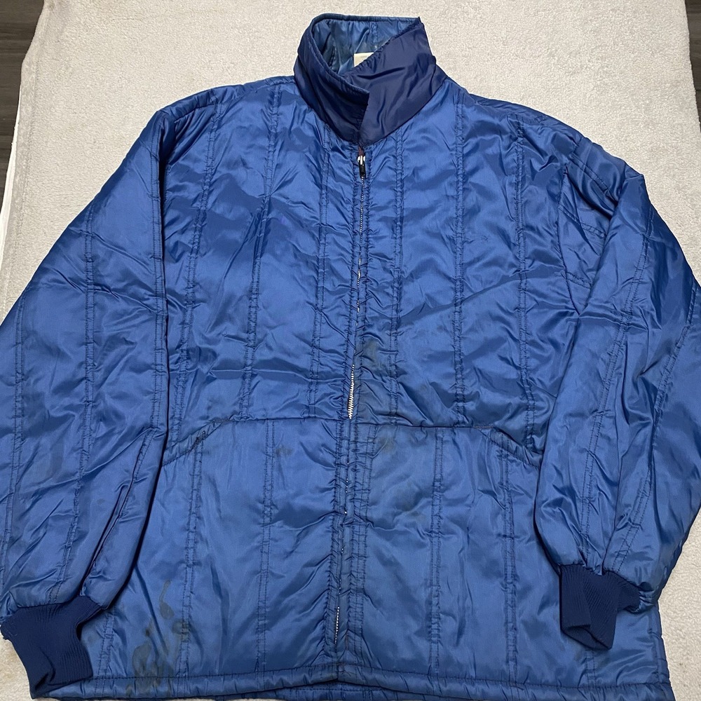 Vintage Cap N Jac Jacket Mens‎ XL Blue Puffer Insulated 80s Distressed Workwear